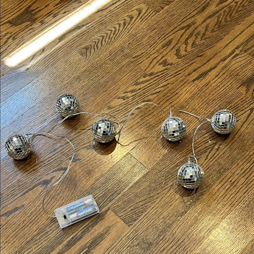 Silver Disco Ball String Lights